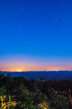 night scene at blue ridge mountains with stars