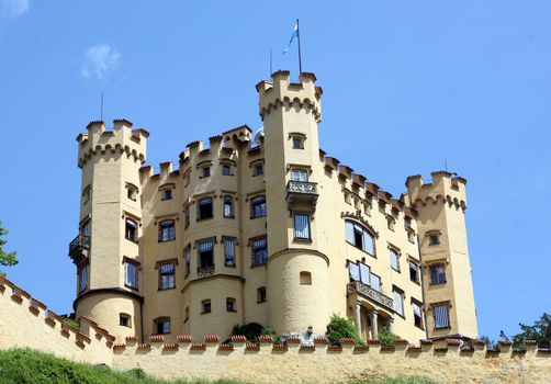 Castle Hohenschwangau near Füssen, Bavaria, Germany, July 1, 2013. Important tourist site in the south of Germany close to the Alps mountains.