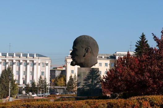 The largest head of Soviet leader Vladimir Lenin ever built. Ulan-Ude, capital city of the Buryat Republic, Russia