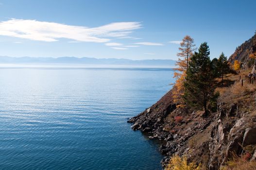 Autumn at Lake Baikal - oldest, deepest and most voluminous freshwater lake in the world