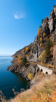 Autumn at Lake Baikal - oldest, deepest and most voluminous freshwater lake in the world