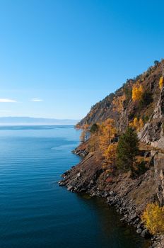 Autumn at Lake Baikal - oldest, deepest and most voluminous freshwater lake in the world