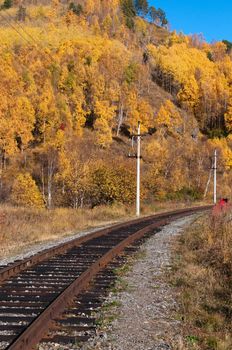 The Circum-Baikal Railway - historical railway runs along Lake baikal in Irkutsk region of Russia