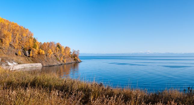 Autumn at Lake Baikal - oldest, deepest and most voluminous freshwater lake in the world