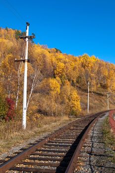 The Circum-Baikal Railway - historical railway runs along Lake baikal in Irkutsk region of Russia