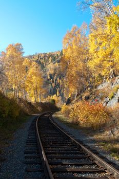 The Circum-Baikal Railway - historical railway runs along Lake baikal in Irkutsk region of Russia