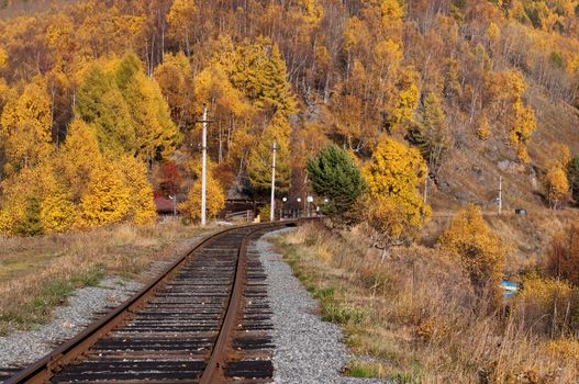 The Circum-Baikal Railway - historical railway runs along Lake baikal in Irkutsk region of Russia