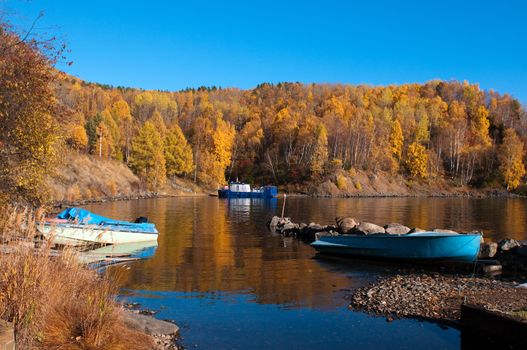 Autumn at Lake Baikal - oldest, deepest and most voluminous freshwater lake in the world