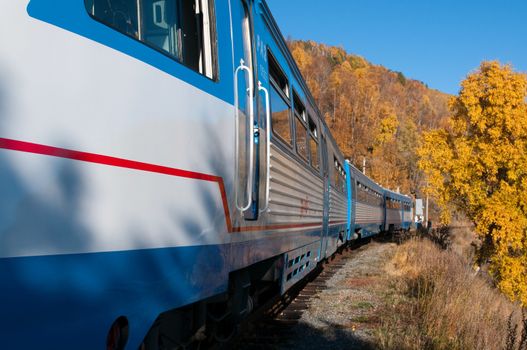The Circum-Baikal Railway - historical railway runs along Lake baikal in Irkutsk region of Russia