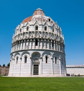 The Baptistry of the Cathedral of Pisa. Piazza dei miracoli, Pisa, Italy.