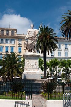 Statue of Bonaparte Napoleon on Saint Nicolas square in Bastia. Corsica, France.