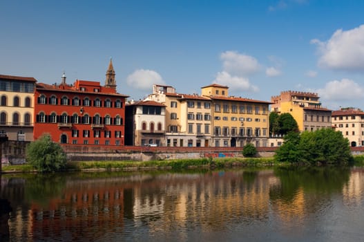 Bank of river Arno in Florence, Tuscany, Italy.