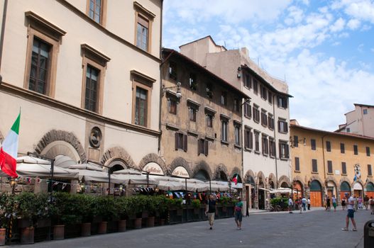 Street restaurants on Piazza della Signoria. Florence, Tuscany, Italy.