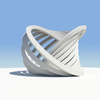 Abstract architecture. Render on the sky background