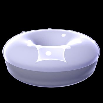 Donut. X-Ray render isolated render on black background