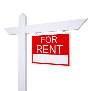 Real estate for rent sign. Isolated render on white background