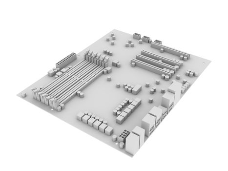 White motherboard. Isolated render on the white background