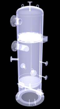 Industrial equipment. X-Ray render isolated on a black background