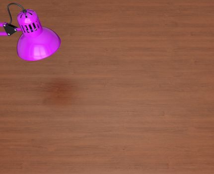 Desktop surface and magenta lamp. 3d render