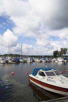 A small summer marina in sweden with yachts