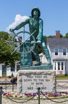 This is the Gloucester Fisherman's Memorial recognizing those who have lost their lives at sea.