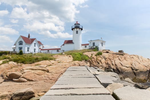 The Eastern Point Lighthouse serves the Gloucester Harbor in Massachusetts.