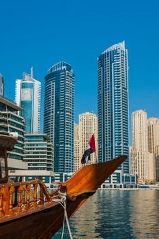 DUBAI, UAE - NOVEMBER 16: Yacht Club in Dubai Marina. UAE. November 16, 2012. Dubai was the fastest developing city in the world between 2002 and 2008.