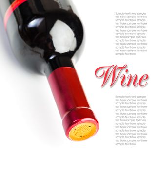 The bottle of wine on white background