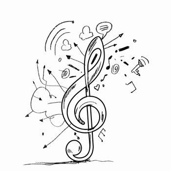 Sketch image of music clef icon against white background