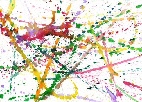 Abstract image of the colored blobs of paint on paper