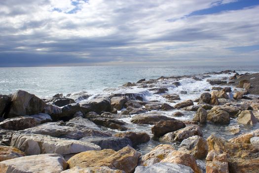 Stone beach in Almunecar, Andalusia, Spain