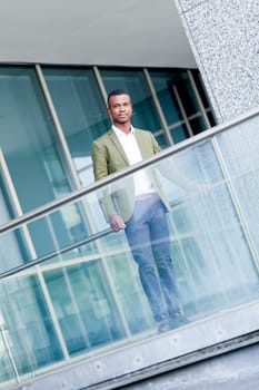young successful african business man outdoor in summer self confident