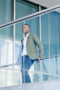 young successful african business man outdoor in summer self confident