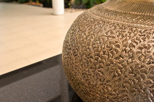Side of old antique vintage  brass vase