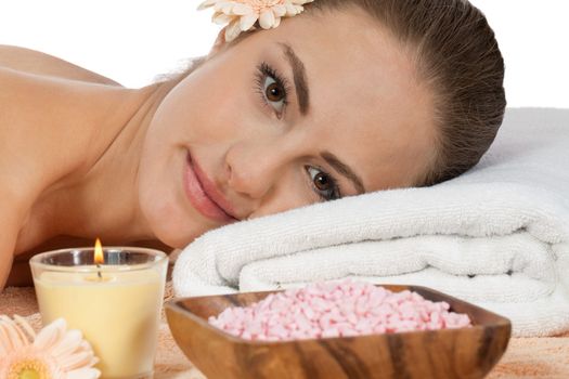 attractive helathy caucasian woman hot stone massage wellness  spa therapy