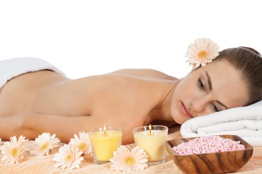 attractive helathy caucasian woman hot stone massage wellness  spa therapy