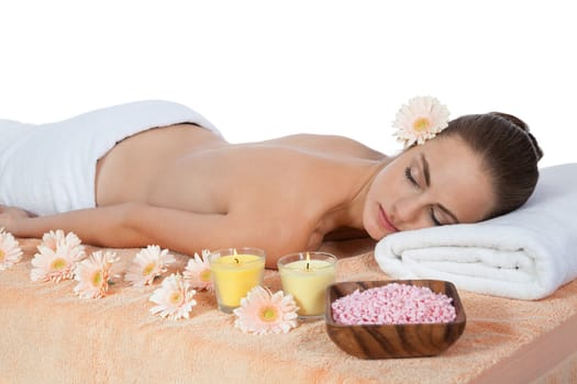 young attractive smilig woman doing wellness spa relaxing massage