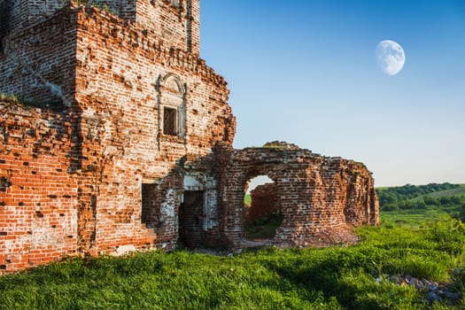 ruined ancient dilapidated brick church