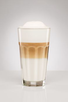 original latte macchiato coffee on gray background