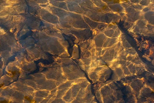 Sunlit reflection on water surface