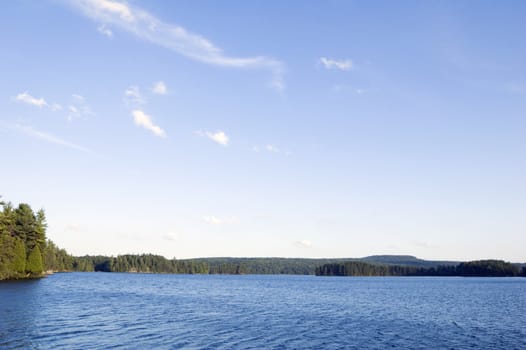White Trout Lake in sunny day in Algonquin Park, Ontario