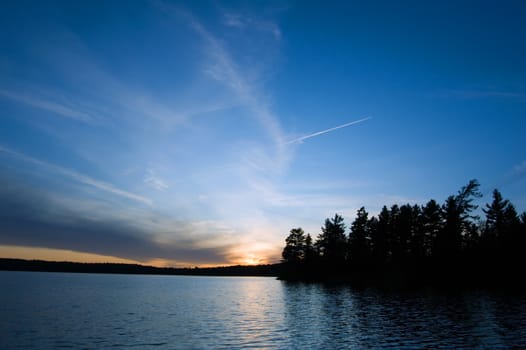 Sunset on McIntosh Lake in Algonquin Park