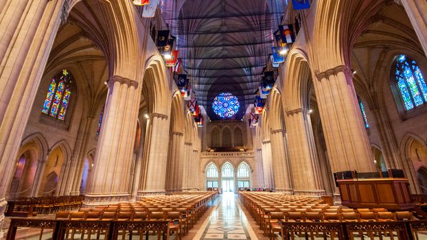 the interior architecture in washington national cathedral, Washington DC,  USA