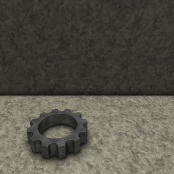 gear wheel on stone background - 3d illustration