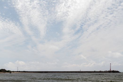 view of the pier from the beach, Klaipeda, Lithuania