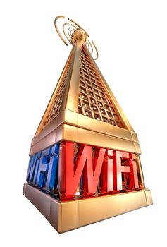 Powerful digital transmitter for TV, mobile and multimedia broadcast sends wi-fi signals from high tower