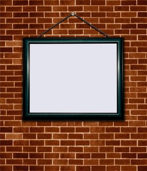 Picture frame on brick wall