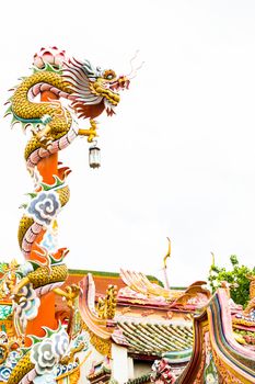 Beautiful Chinese dragon in temple Phananchoeng Ayutthaya THAILAND.