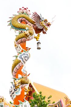 Beautiful Chinese dragon in temple Phananchoeng Ayutthaya THAILAND.