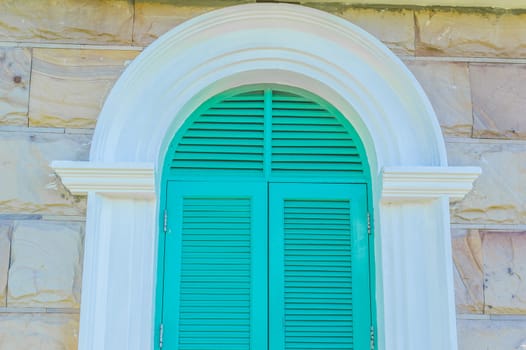 Colorful French style windows, Koa Yai,Thailand.